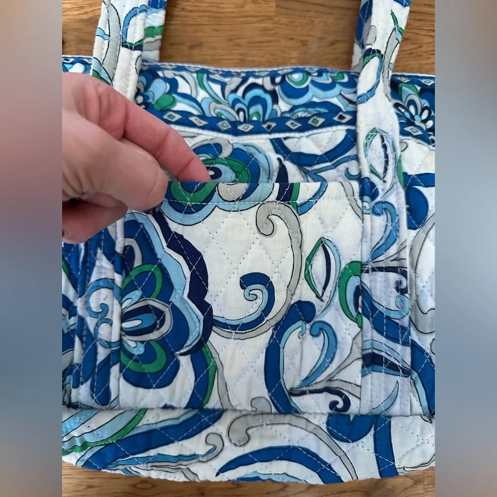 Vera Bradley Little Betsy Blue and Green Patterned Tote Bag